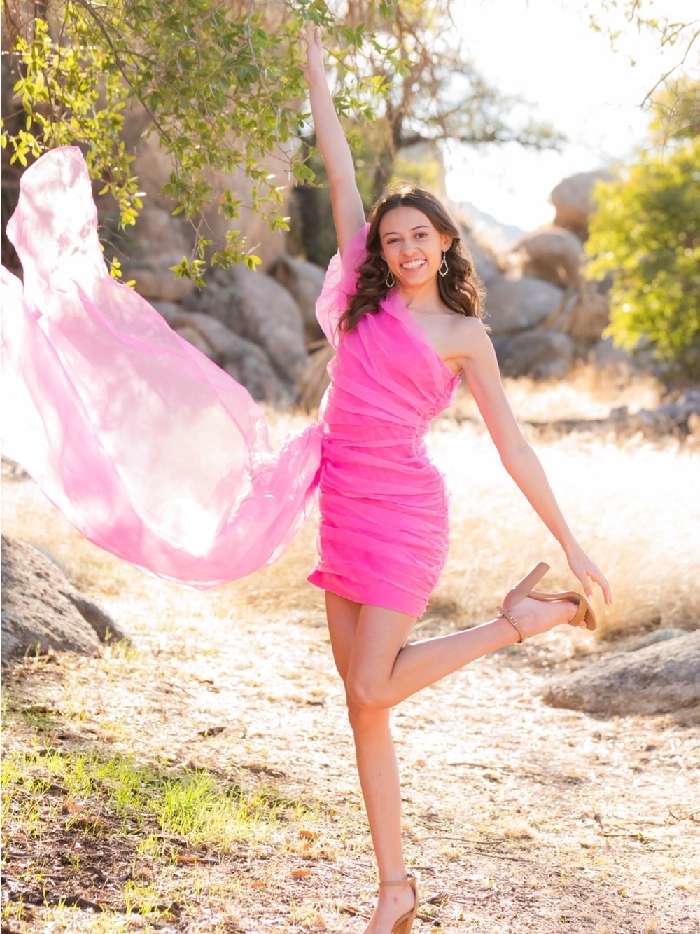 Flying Tomato Hot Pink One-Shoulder Mini Dress